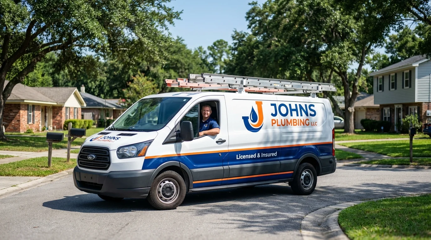Johns Plumbing LLC service van in Blue Ridge, GA