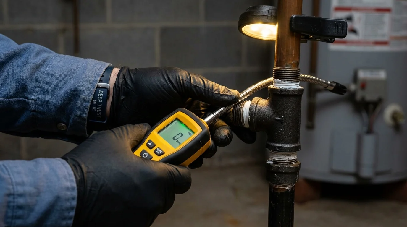 Gas leak detection with electronic sniffer by Johns Plumbing LLC in Blue Ridge