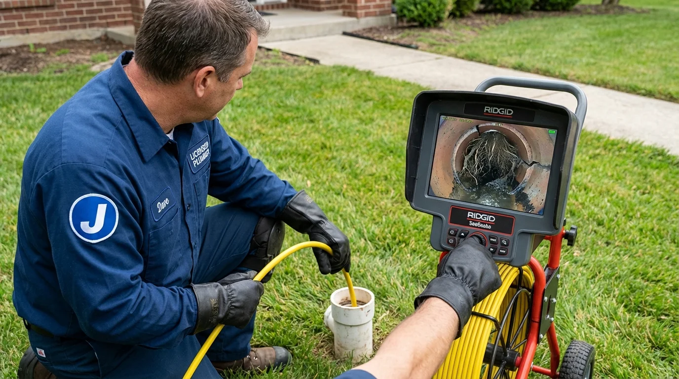 Sewer camera inspection being performed by Johns Plumbing LLC in Blue Ridge