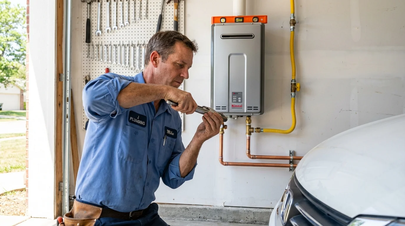 Tankless water heater installation by a Johns Plumbing LLC plumber in Blue Ridge
